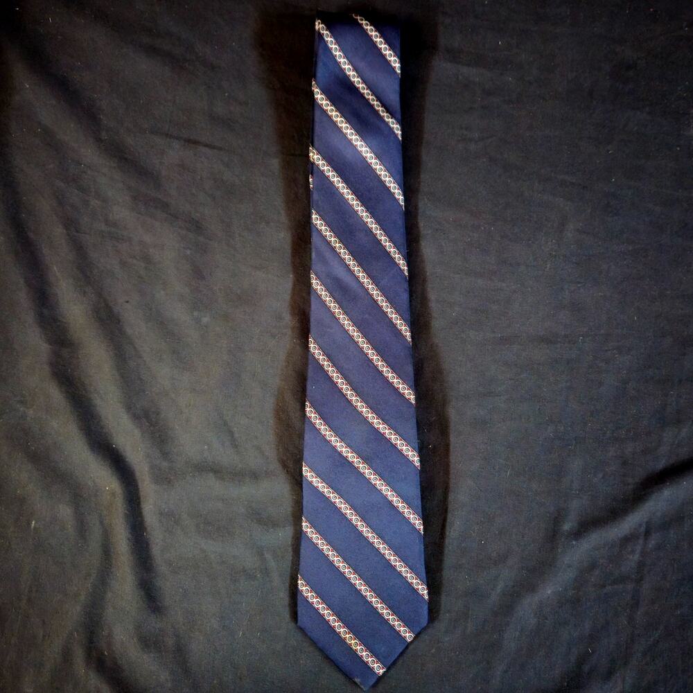 Yves Saint Laurent Blue Red‎ White Silk Tie Designer Preppy